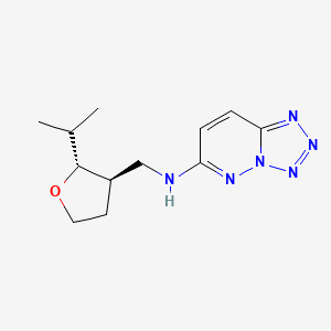 molecular formula C12H18N6O B6875558 N-[[(2R,3R)-2-propan-2-yloxolan-3-yl]methyl]tetrazolo[1,5-b]pyridazin-6-amine 
