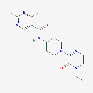 molecular formula C18H24N6O2 B6875629 N-[1-(4-ethyl-3-oxopyrazin-2-yl)piperidin-4-yl]-2,4-dimethylpyrimidine-5-carboxamide 