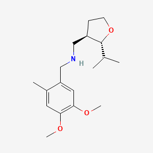 molecular formula C18H29NO3 B6875760 N-[(4,5-dimethoxy-2-methylphenyl)methyl]-1-[(2R,3R)-2-propan-2-yloxolan-3-yl]methanamine 