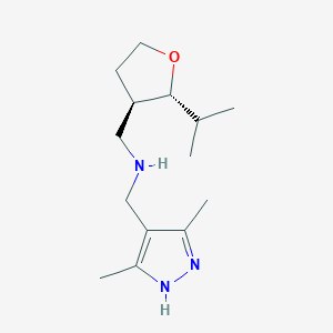 molecular formula C14H25N3O B6875853 N-[(3,5-dimethyl-1H-pyrazol-4-yl)methyl]-1-[(2R,3R)-2-propan-2-yloxolan-3-yl]methanamine 