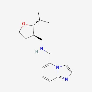 molecular formula C16H23N3O B6875946 N-(imidazo[1,2-a]pyridin-5-ylmethyl)-1-[(2R,3R)-2-propan-2-yloxolan-3-yl]methanamine 