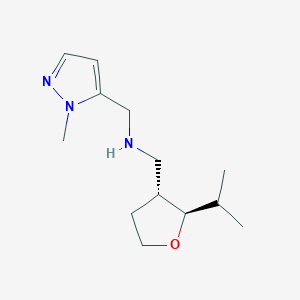 molecular formula C13H23N3O B6875971 N-[(2-methylpyrazol-3-yl)methyl]-1-[(2R,3R)-2-propan-2-yloxolan-3-yl]methanamine 