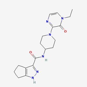 molecular formula C18H24N6O2 B6876360 N-[1-(4-ethyl-3-oxopyrazin-2-yl)piperidin-4-yl]-1,4,5,6-tetrahydrocyclopenta[c]pyrazole-3-carboxamide 
