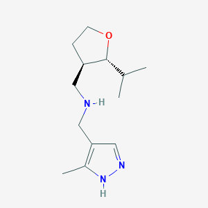 molecular formula C13H23N3O B6876824 N-[(5-methyl-1H-pyrazol-4-yl)methyl]-1-[(2R,3R)-2-propan-2-yloxolan-3-yl]methanamine 
