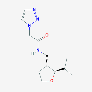 molecular formula C12H20N4O2 B6876877 N-[[(2R,3R)-2-propan-2-yloxolan-3-yl]methyl]-2-(triazol-1-yl)acetamide 
