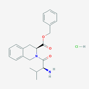 molecular formula C22H27ClN2O3 B068769 (S)-Benzyl 2-((S)-2-amino-3-methylbutanoyl)-1,2,3,4-tetrahydroisoquinoline-3-carboxylate hydrochloride CAS No. 172499-31-9