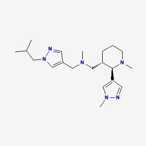 molecular formula C20H34N6 B6877030 N-methyl-1-[(2R,3S)-1-methyl-2-(1-methylpyrazol-4-yl)piperidin-3-yl]-N-[[1-(2-methylpropyl)pyrazol-4-yl]methyl]methanamine 