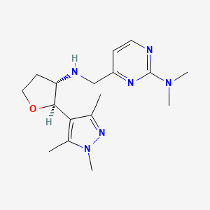 molecular formula C17H26N6O B6877038 N,N-dimethyl-4-[[[(2R,3S)-2-(1,3,5-trimethylpyrazol-4-yl)oxolan-3-yl]amino]methyl]pyrimidin-2-amine 