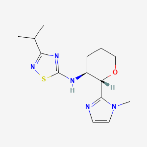 molecular formula C14H21N5OS B6877129 N-[(2S,3S)-2-(1-methylimidazol-2-yl)oxan-3-yl]-3-propan-2-yl-1,2,4-thiadiazol-5-amine 