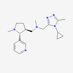molecular formula C19H28N6 B6877141 N-[(4-cyclopropyl-5-methyl-1,2,4-triazol-3-yl)methyl]-N-methyl-1-[(2R,3S)-1-methyl-2-pyridin-3-ylpyrrolidin-3-yl]methanamine 