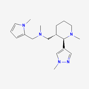 molecular formula C18H29N5 B6877200 N-methyl-1-[(2R,3S)-1-methyl-2-(1-methylpyrazol-4-yl)piperidin-3-yl]-N-[(1-methylpyrrol-2-yl)methyl]methanamine 