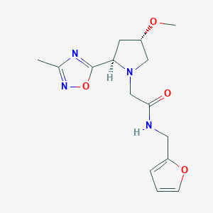 molecular formula C15H20N4O4 B6877355 N-(furan-2-ylmethyl)-2-[(2R,4S)-4-methoxy-2-(3-methyl-1,2,4-oxadiazol-5-yl)pyrrolidin-1-yl]acetamide 