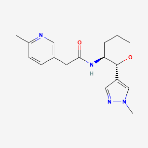 molecular formula C17H22N4O2 B6877358 N-[(2R,3S)-2-(1-methylpyrazol-4-yl)oxan-3-yl]-2-(6-methylpyridin-3-yl)acetamide 