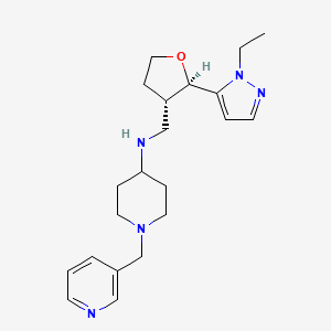 molecular formula C21H31N5O B6877408 N-[[(2R,3S)-2-(2-ethylpyrazol-3-yl)oxolan-3-yl]methyl]-1-(pyridin-3-ylmethyl)piperidin-4-amine 