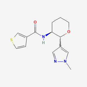 molecular formula C14H17N3O2S B6877584 N-[(2R,3S)-2-(1-methylpyrazol-4-yl)oxan-3-yl]thiophene-3-carboxamide 
