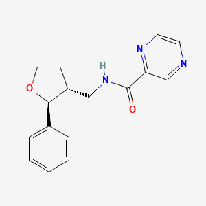 molecular formula C16H17N3O2 B6877750 N-[[(2S,3R)-2-phenyloxolan-3-yl]methyl]pyrazine-2-carboxamide 