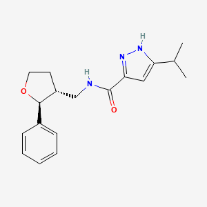 molecular formula C18H23N3O2 B6877894 N-[[(2S,3R)-2-phenyloxolan-3-yl]methyl]-5-propan-2-yl-1H-pyrazole-3-carboxamide 