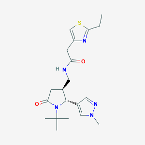 molecular formula C20H29N5O2S B6877930 N-[[(2R,3S)-1-tert-butyl-2-(1-methylpyrazol-4-yl)-5-oxopyrrolidin-3-yl]methyl]-2-(2-ethyl-1,3-thiazol-4-yl)acetamide 