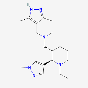 molecular formula C19H32N6 B6878105 N-[(3,5-dimethyl-1H-pyrazol-4-yl)methyl]-1-[(2R,3S)-1-ethyl-2-(1-methylpyrazol-4-yl)piperidin-3-yl]-N-methylmethanamine 