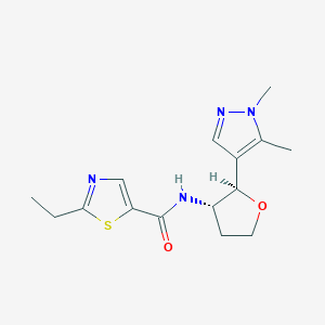 molecular formula C15H20N4O2S B6878218 N-[(2R,3S)-2-(1,5-dimethylpyrazol-4-yl)oxolan-3-yl]-2-ethyl-1,3-thiazole-5-carboxamide 