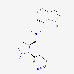 molecular formula C20H25N5 B6878345 N-(1H-indazol-7-ylmethyl)-N-methyl-1-[(2R,3S)-1-methyl-2-pyridin-3-ylpyrrolidin-3-yl]methanamine 