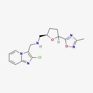 molecular formula C16H18ClN5O2 B6878348 N-[(2-chloroimidazo[1,2-a]pyridin-3-yl)methyl]-1-[(2R,5S)-5-(3-methyl-1,2,4-oxadiazol-5-yl)oxolan-2-yl]methanamine 