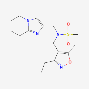 molecular formula C16H24N4O3S B6878364 N-[(3-ethyl-5-methyl-1,2-oxazol-4-yl)methyl]-N-(5,6,7,8-tetrahydroimidazo[1,2-a]pyridin-2-ylmethyl)methanesulfonamide 