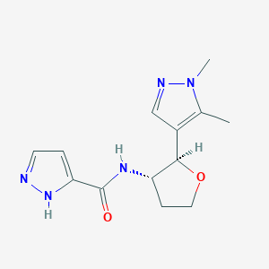 molecular formula C13H17N5O2 B6878451 N-[(2R,3S)-2-(1,5-dimethylpyrazol-4-yl)oxolan-3-yl]-1H-pyrazole-5-carboxamide 