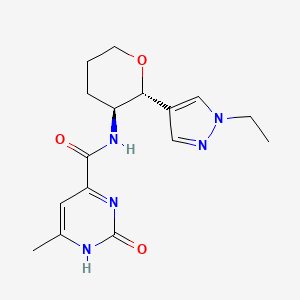 molecular formula C16H21N5O3 B6878502 N-[(2R,3S)-2-(1-ethylpyrazol-4-yl)oxan-3-yl]-6-methyl-2-oxo-1H-pyrimidine-4-carboxamide 