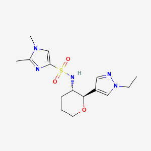 molecular formula C15H23N5O3S B6878854 N-[(2R,3S)-2-(1-ethylpyrazol-4-yl)oxan-3-yl]-1,2-dimethylimidazole-4-sulfonamide 