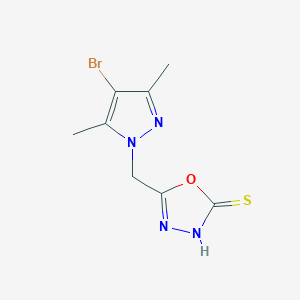 molecular formula C8H9BrN4OS B068790 5-[(4-bromo-3,5-dimethyl-1H-pyrazol-1-yl)methyl]-1,3,4-oxadiazole-2-thiol CAS No. 175202-84-3
