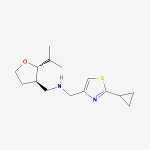 molecular formula C15H24N2OS B6879051 N-[(2-cyclopropyl-1,3-thiazol-4-yl)methyl]-1-[(2R,3R)-2-propan-2-yloxolan-3-yl]methanamine 