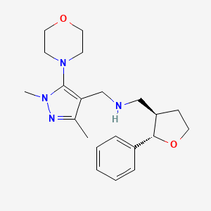 molecular formula C21H30N4O2 B6879094 N-[(1,3-dimethyl-5-morpholin-4-ylpyrazol-4-yl)methyl]-1-[(2S,3R)-2-phenyloxolan-3-yl]methanamine 