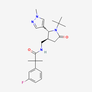 molecular formula C23H31FN4O2 B6879357 N-[[(2R,3S)-1-tert-butyl-2-(1-methylpyrazol-4-yl)-5-oxopyrrolidin-3-yl]methyl]-2-(3-fluorophenyl)-2-methylpropanamide 