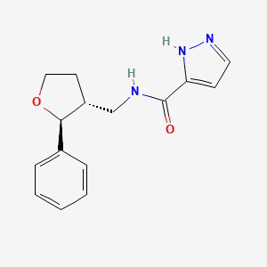 molecular formula C15H17N3O2 B6879937 N-[[(2S,3R)-2-phenyloxolan-3-yl]methyl]-1H-pyrazole-5-carboxamide 