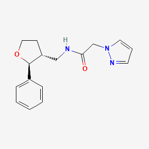 molecular formula C16H19N3O2 B6879990 N-[[(2S,3R)-2-phenyloxolan-3-yl]methyl]-2-pyrazol-1-ylacetamide 