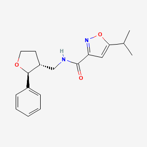 molecular formula C18H22N2O3 B6879994 N-[[(2S,3R)-2-phenyloxolan-3-yl]methyl]-5-propan-2-yl-1,2-oxazole-3-carboxamide 