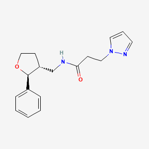 molecular formula C17H21N3O2 B6880005 N-[[(2S,3R)-2-phenyloxolan-3-yl]methyl]-3-pyrazol-1-ylpropanamide 