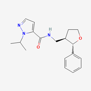 molecular formula C18H23N3O2 B6880027 N-[[(2S,3R)-2-phenyloxolan-3-yl]methyl]-2-propan-2-ylpyrazole-3-carboxamide 