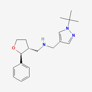 molecular formula C19H27N3O B6880216 N-[(1-tert-butylpyrazol-4-yl)methyl]-1-[(2S,3R)-2-phenyloxolan-3-yl]methanamine 