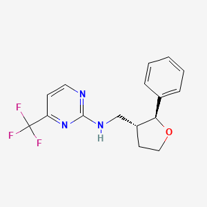 molecular formula C16H16F3N3O B6880275 N-[[(2S,3R)-2-phenyloxolan-3-yl]methyl]-4-(trifluoromethyl)pyrimidin-2-amine 