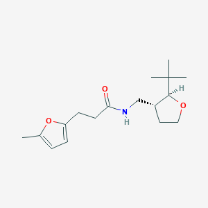 molecular formula C17H27NO3 B6880307 N-[[(2S,3R)-2-tert-butyloxolan-3-yl]methyl]-3-(5-methylfuran-2-yl)propanamide 
