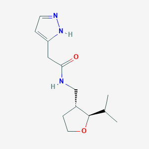 molecular formula C13H21N3O2 B6880354 N-[[(2R,3R)-2-propan-2-yloxolan-3-yl]methyl]-2-(1H-pyrazol-5-yl)acetamide 