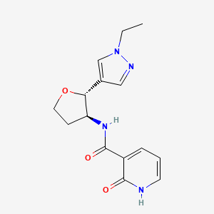 molecular formula C15H18N4O3 B6880385 N-[(2R,3S)-2-(1-ethylpyrazol-4-yl)oxolan-3-yl]-2-oxo-1H-pyridine-3-carboxamide 