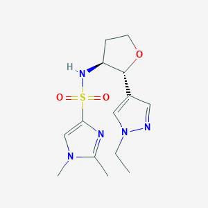molecular formula C14H21N5O3S B6880387 N-[(2R,3S)-2-(1-ethylpyrazol-4-yl)oxolan-3-yl]-1,2-dimethylimidazole-4-sulfonamide 
