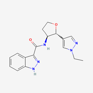 molecular formula C17H19N5O2 B6880532 N-[(2R,3S)-2-(1-ethylpyrazol-4-yl)oxolan-3-yl]-1H-indazole-3-carboxamide 