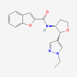 molecular formula C18H19N3O3 B6880546 N-[(2R,3S)-2-(1-ethylpyrazol-4-yl)oxolan-3-yl]-1-benzofuran-2-carboxamide 