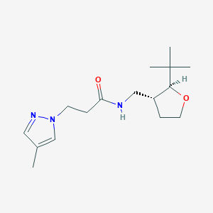 molecular formula C16H27N3O2 B6880685 N-[[(2S,3R)-2-tert-butyloxolan-3-yl]methyl]-3-(4-methylpyrazol-1-yl)propanamide 