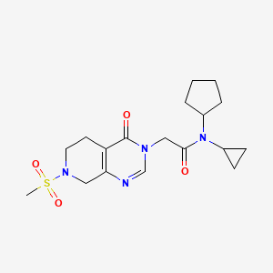 molecular formula C18H26N4O4S B6880853 N-cyclopentyl-N-cyclopropyl-2-(7-methylsulfonyl-4-oxo-6,8-dihydro-5H-pyrido[3,4-d]pyrimidin-3-yl)acetamide 
