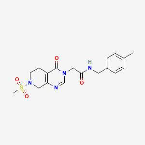 molecular formula C18H22N4O4S B6880872 N-[(4-methylphenyl)methyl]-2-(7-methylsulfonyl-4-oxo-6,8-dihydro-5H-pyrido[3,4-d]pyrimidin-3-yl)acetamide 